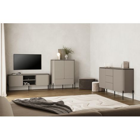 Conjunto de muebles BELLA – Aparador, mueble TV y aparador alto – Acabado Congo mate chic