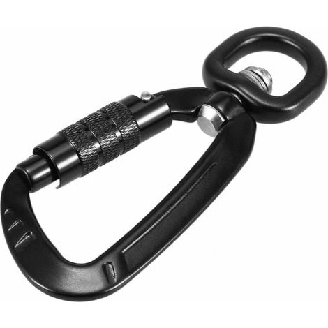 Mousqueton Rotatif A 360 °, 4Kn, 2Pcs, Noir (1/4)