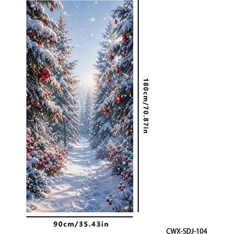 Décoration de porte de Noël neuve, idéale pour les fêtes, la mise en scène et les photos. Bannière extérieure de Noël - 90 x 180 cm (perforée + ruban) - 9