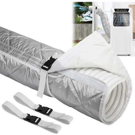 Bleosan – Gaine isolante matelassée pour tuyau de climatiseur – Isolation thermique efficace – 2 sangles réglables – Compatible tuyaux 15 cm de diamètre
