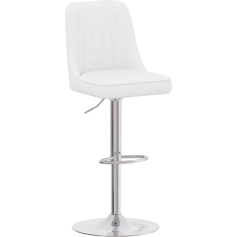 Set di 2 sgabelli da bar regolabili in PU bianco e metallo cromato, girevoli a 360° (1/5)