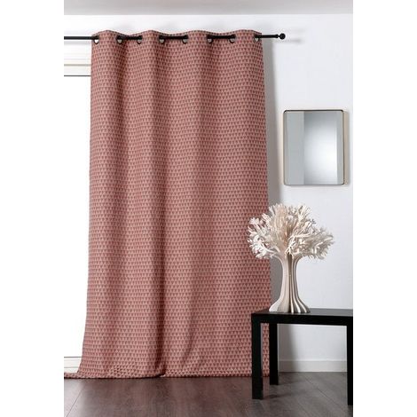 Rideau tendance motif petit triangle - 140x260cm - Saumon (1/3)
