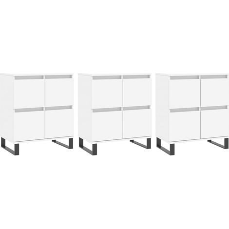 Aparador buffet cómoda gabinete unidad de almacenamiento organizador cocina salón sala de estar 3 piezas madera contrachapada blanco 020037001