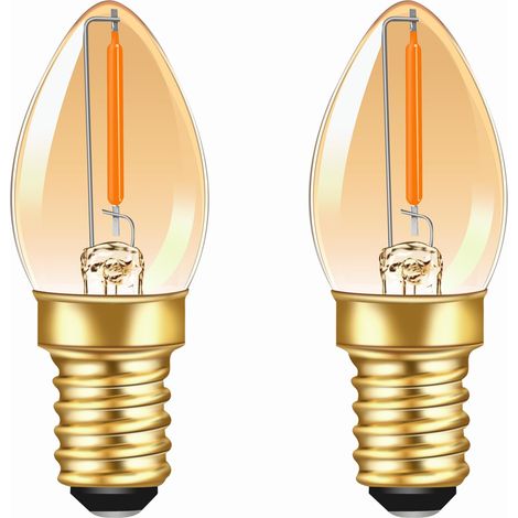 Ampoule LED Filament E14 C7 0.5W Ampoule Bougie, 5W Équivalent, 50LM 2200K Blanc Chaud Ambre Vintage Edison E14 Veilleuse Décorative, Non Dimmable, Lot de 2