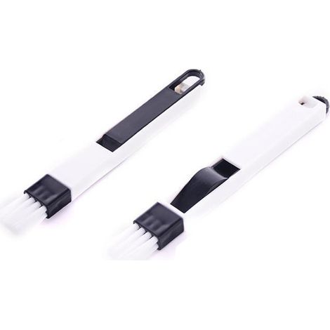 Brosse de nettoyage 2 en 1 avec pelle à poussière pour clavier, coins de cuisine, fentes de fenêtre (noir) (1/5)
