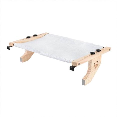 Perchoir de fenêtre robuste pour chat, hamac-siège avec structure en bois et métal, idéal pour les grands chats et facile à régler. (1/5)