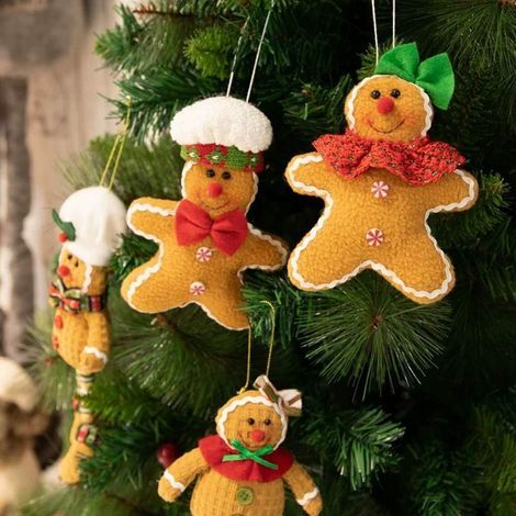 Lebkuchenmann-Weihnachtsschmuck aus Vliesstoff für Baumkranz, Fenster und Wand – 2er-Set (1/5)