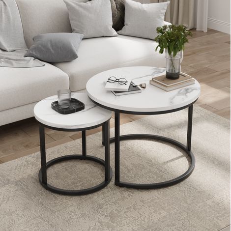 tavolo soggiorno 60 cm impilabile effetto marmo metallo OKMYHOME (1/5)