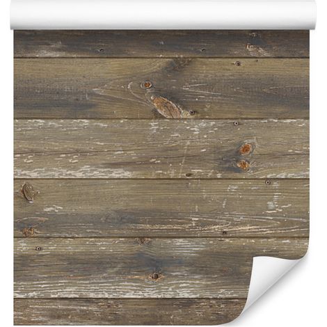Papel pintado con diseño de tablones horizontales de madera para salón y dormitorio, 50x1000 cm. (1/5)