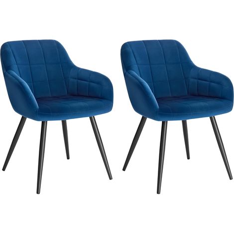 WOLTU 2x Kitchen Dining Velvet chairs Bedroom chairs Living Room Backrest chairs Blue
