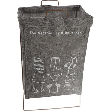Collapsible Metal X Frame Laundry Hamper Waterproof Multifunctional Foldable Laundry Basket with Bag for Dorm Apartment Grey L (1/5)