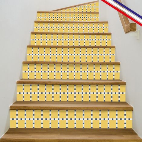 Contremarches adhésives PVC pour escalier - jaune - Lot de 5 (15x100 cm) (1/5)