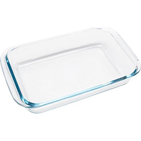 Petite Plat à Four en Verre, 1 L Plat à Lasagnes en Verre Borosilicate, 26 x 15 x 4,5 cm Moule Rectangulaire avec Poignées Larges, Compatible Micro-ondes, Résistant à la Température (1/5)