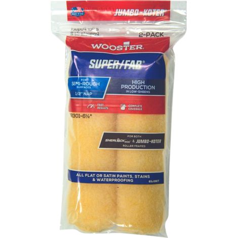 Wooster Jumbo Koter Super Fab 6.5" Mini Roller Sleeves 1/2" Nap Semi Rough - Twin Pack