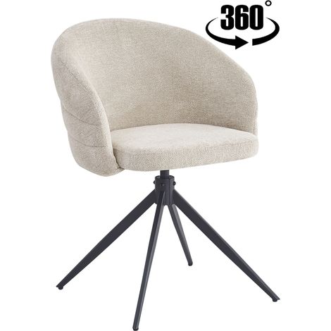 Poltrona girevole Nubi rivestita in tessuto beige (1/5)