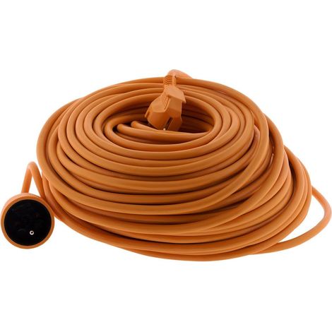 1 Rallonge électrique 50m H05VV-F 3G1,5mm² 16A Orange Pour Jardin