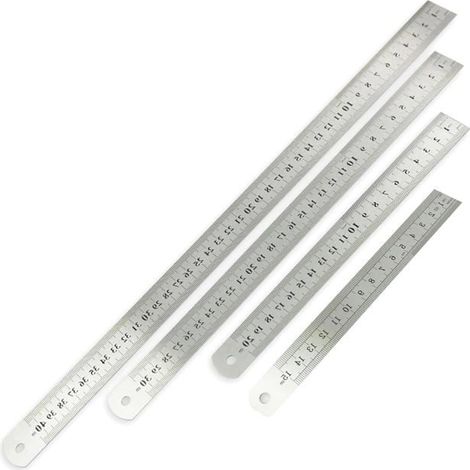 Règle métallique Lot de 4 Acier inoxydable Double graduation métrique et impériale Ingénierie et conception (1/5)