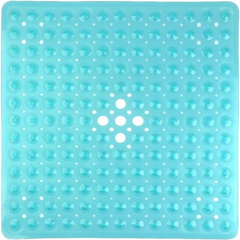 Tapis de Douche Antidérapants Carré en PVC 53 × 53cm, Tapis de Bain avec Ventouse pour Cuisine et Salle de Bain - Vert