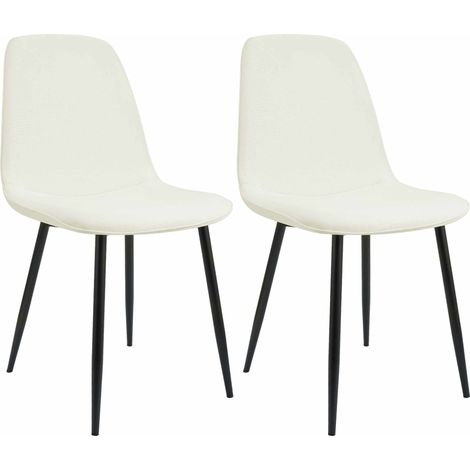 Set di 2 sedie da pranzo eleganti e minimaliste in tessuto crema con struttura in metallo nero 100007529