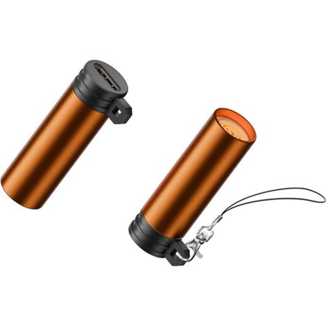 Briquets miniatures Type-C (lot de 2) — USB-C 6,5 W 5 V 1,3 A, alliage d'aluminium, allumage par soufflette résistant au vent, idéal pour une utilisation quotidienne et en extérieur (orange). (1/4)