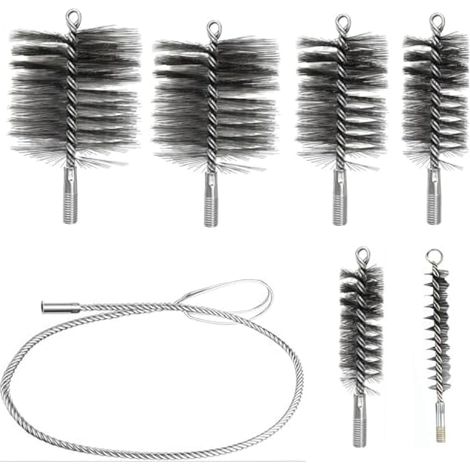 5 Pieces Hedgehog Sweeping Kit, Metal Brush, Chimney Cleaning Pellet Stove, Cleaning Soft Sheaths, Cleaning Stove Pipes and Rust Removal (1/5)