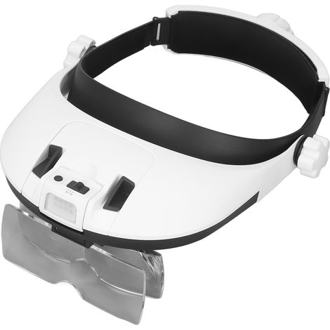 Loupe frontale rechargeable LED avec 5 lunettes loupes pour lecture, réparation, main libre, zoom optique, éclairage intégré, usage professionnel, précision et confort. (1/5)