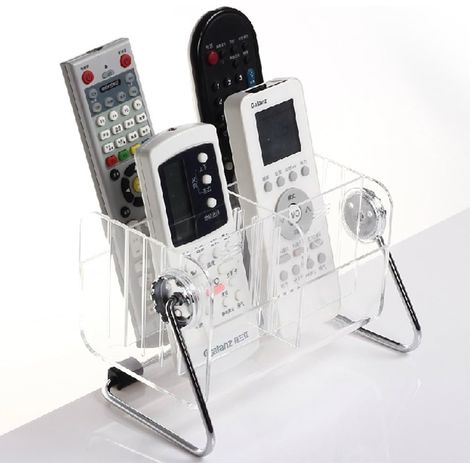 Clear Desktop TV Remote Control Holder/Media Storage Organizer/- 360 Degree Rotatable (1/3)