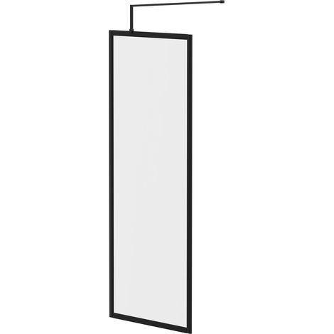 Colore 8mm Clear Glass Matt Black 1850mm x 700mm Fully Framed Walk In Shower Screen including Wall Channel and Support Bar (1/5)