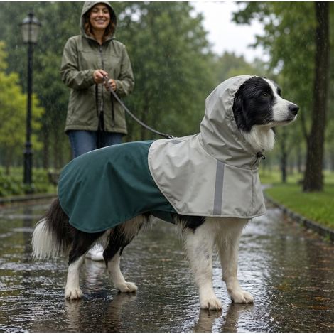 Imperméable pour chien réglable, réfléchissant, vert, pour chien moyen HAVRYA