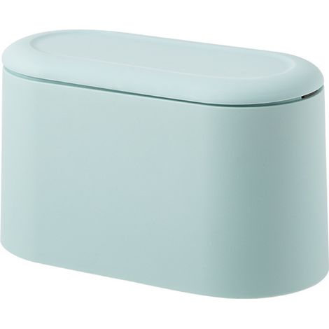 Sollbry Mini bote de basura con tapa - Pequeño bote de basura extraíble, bote de basura de plástico pequeño, cesta de basura desplegable para baño, oficina, cocina, escritorio, mesa de centro (azul ci (1/5)