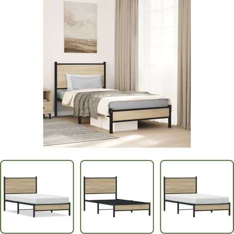 Metallbettgestell - Metallbett ohne Matratze Sonoma-Eiche 75x190 cm (1/5)