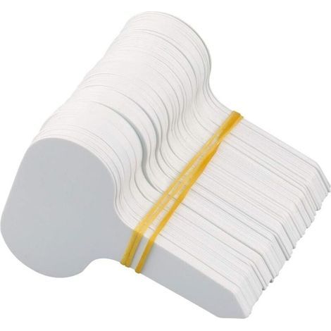 100 etichette per piante a T, bianche, in plastica, per giardino ed erbe aromatiche, 5 x 7 cm. (1/5)