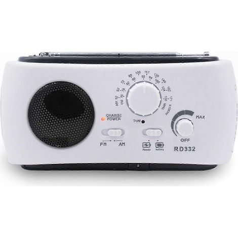RD332 Multifunktions-Notfallradio (AM/FM), integrierte Wetteranzeige, Handkurbel- und Solarbetrieb, eingebauter Lautsprecher, tragbar (1/5)