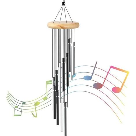 Carillons éoliens multi-tubes12alliage aluminium,métal extérieur,décoration maison patio,argent (1/5)