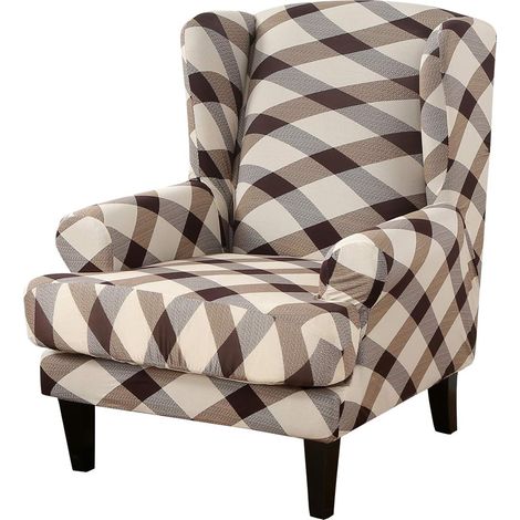 Set of 2 stretch wingback chair covers with cushion cover for wingback chairs - Sofa cover for living room (1/5)