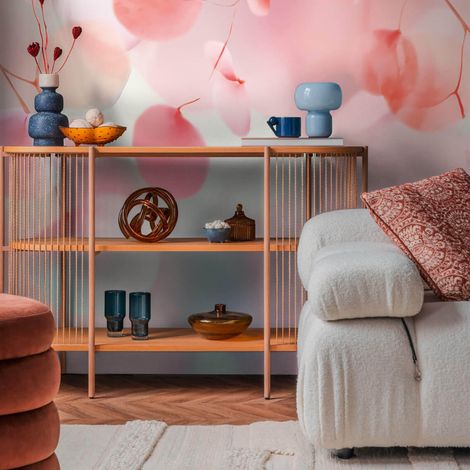 Sfondo fotografico Profhome 791551 Carta da parati TNT goffrata a caldo leggermente strutturata con ornamenti floreali opaca rosa rosa-fucsia lilla-bluastro bianco 1,59 m x 2,8 m