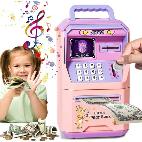 Pink Electronic Money Box Mini ATM Money Box with Password for Kids Perfect Gift for Boys and Girls