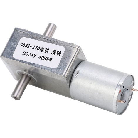 Moteur à courant continu à engrenages, double arbre, sens de rotation réglable, turbine carrée à vis sans fin, réducteur de vitesse, 24 V CC, 40 tr/min