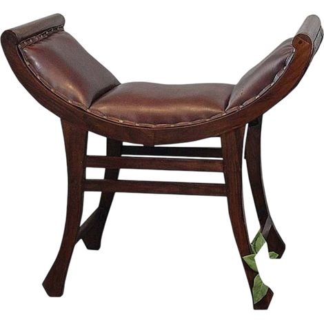 Banc en cuir et teck pour couloir et chambre de style colonial (1/4)