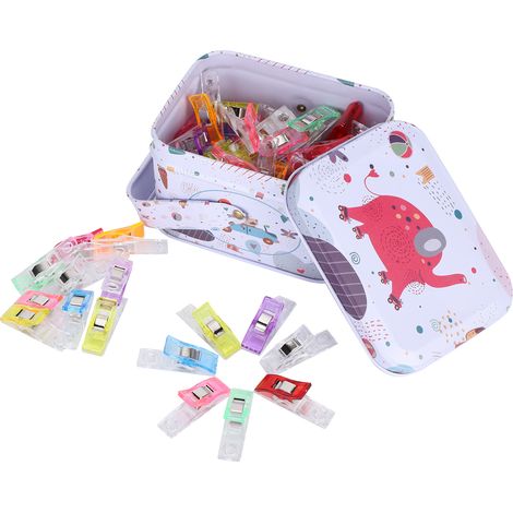 70 pinces à couture en plastique de couleurs assorties pour ourlets, patchwork, trous, toile de sécurité, tricot. (1/5)