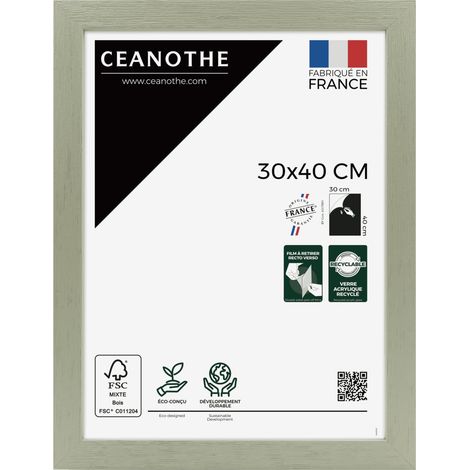 Cadre Photo Vert clair 30x40 cm et 40x30 cm - Cadre Photo Bois FSC - Convient au Format A4 – Fabriqué en France – Cadre Photo Karma Vert clair - Verre acrylique Incassable (1/5)