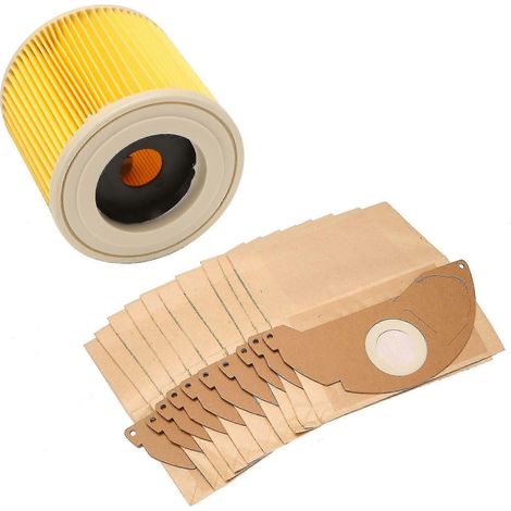 Filtre compatible avec l'aspirateur eau et poussière Kärcher WD2 et 10 sacs à poussière. (1/5)