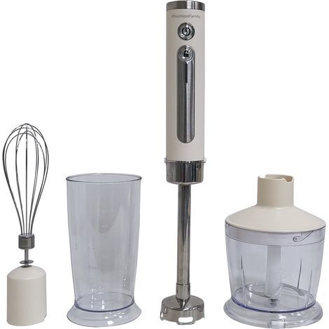 Melchioni Minipimer Ariel Senza Fili con Batteria Ricaricabile, Frullatore ad Immersione da 150W in Acciaio Inox, Contenitore da 0,5L, Colore Bianco