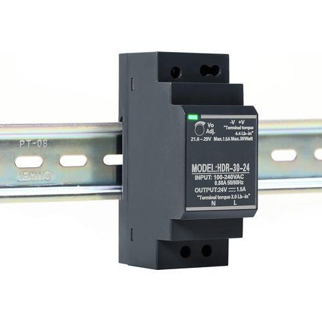 Bloc d'alimentation pour Rail DIN, alimentation DC 24V Alimentation à découpage Alimentation sur Rail DIN 1,5A 30W (1/5)