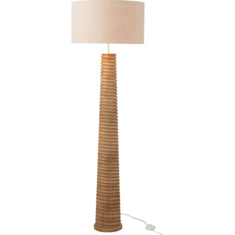Lampadaire filet bois naturel et abat jour gris élégant - Bois naturel et gris clair (1/3)