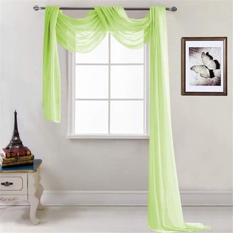 - Rideau transversal transparent - Décoration à la main - En voile transparent - Décoration unie - Rideau décoratif pour chambre à coucher, salon, mariage - 52 x 216 cm vert-Ensoleillé