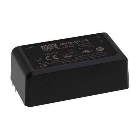 MEAN WELL MPM-30-24 ALIMENTATION CA/CC POUR CIRCUITS IMPRIMÉS 24 V/DC 1.3 A