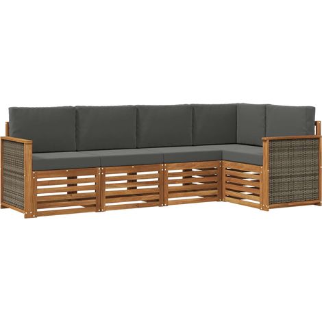 vidaXL Outdoor Sofa Set 4 pcs Natural and Anthracite (1/5)