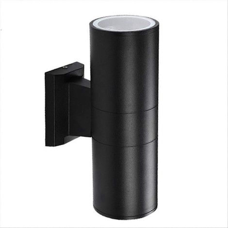 Zylindrische Außenwandleuchte, Verandabeleuchtung, nach oben und unten gerichtete Beleuchtung, mattschwarze wasserdichte Wandleuchte, Außenleuchte (1/5)