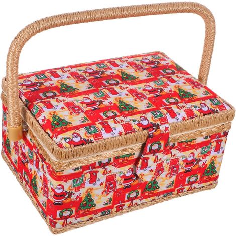 Coffret Cadeau Couture avec Plateau Amovible Panier à Broderie Spacieux Organisateur Aiguilles Fournitures Boîte de Rangement pour Couture (1/5)